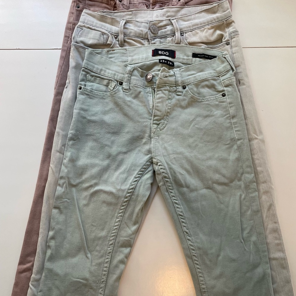 BDG Women's Skinny Jeans in Mint, Cream, and Taupe
